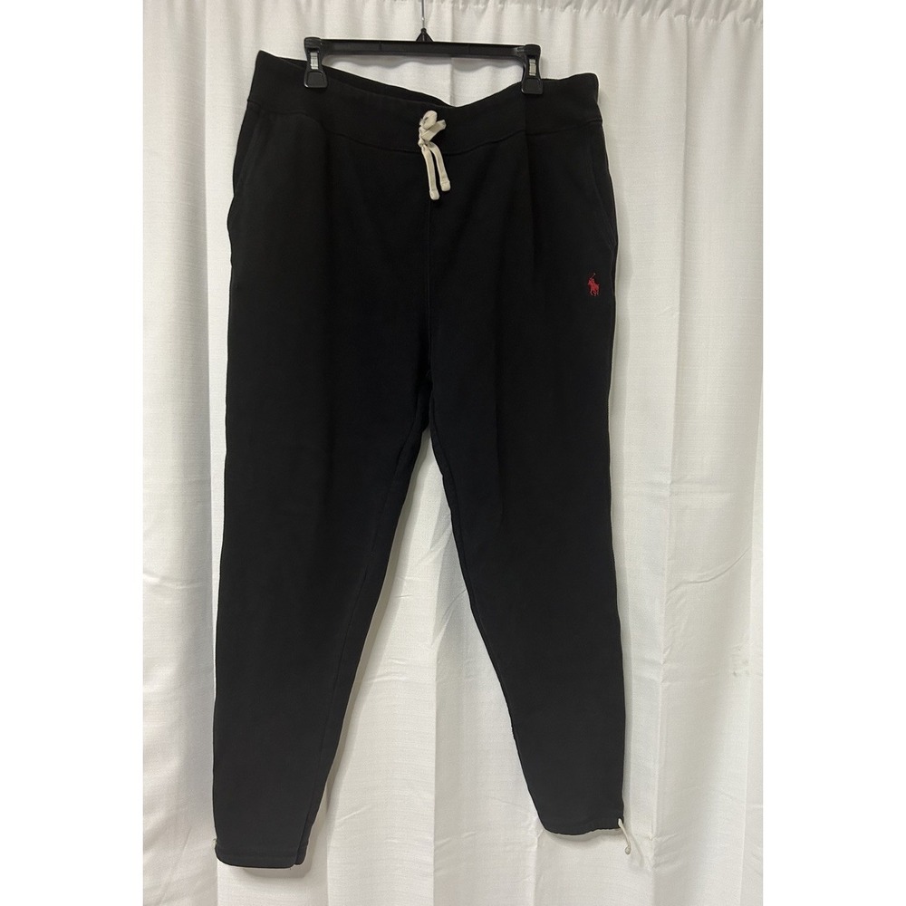 Polo Ralph Lauren Sweatpants Mens 2XL Black Fleece Joggers Drawstring Pony Logo